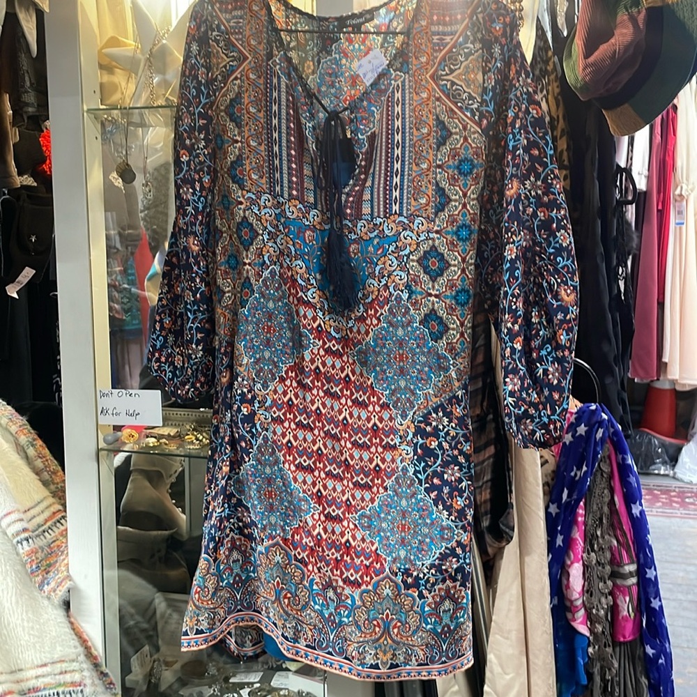 Tolani multi colored 100% Silk dress